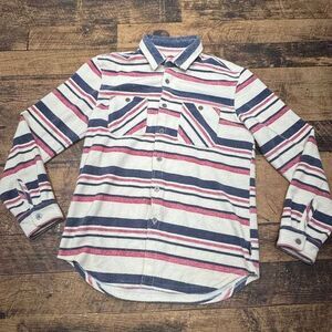 Unionbay Striped‎ Button Down Shirt Casual Long Sleeve Navy Red White Medium